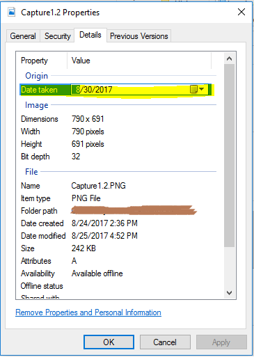 Changing dates on photos with wrong dates in Windows 10 c22b9b30-bcb8-454c-a76d-a341591c2478.png