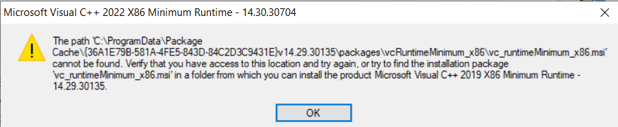 vc_runtimeMinimum_x86.msi missing. Already unistalled all redistributors from... c2776a13-3458-42ff-885b-58975cae1c08?upload=true.png