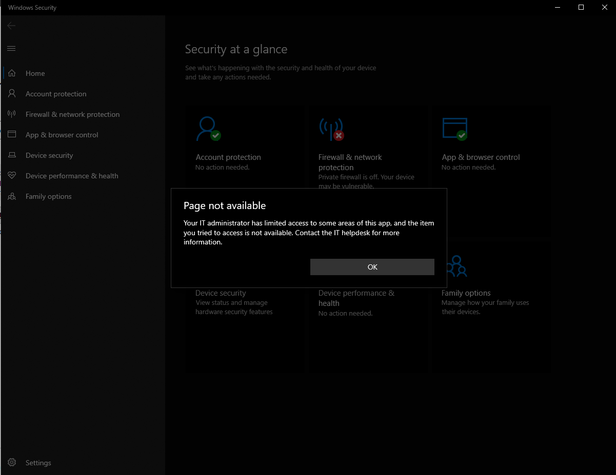 Pop up saying "Your IT administrator has limited access to some areas of this app. Contact... c279a86e-c788-46d2-bded-a8ecf063f305?upload=true.png