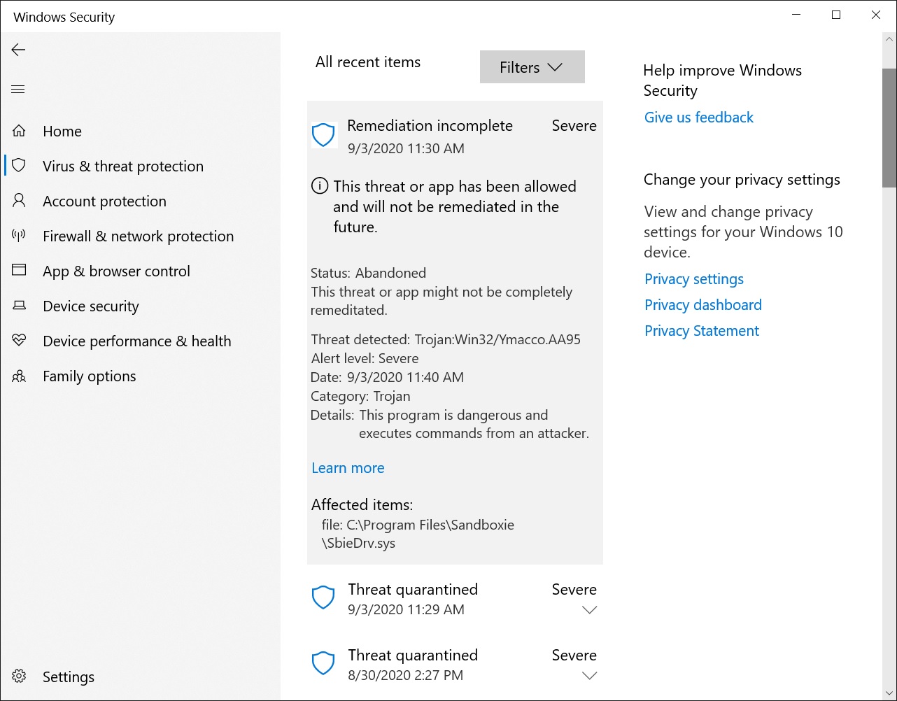 Windows Defender:  "Remediation incomplete" - What Does it Mean, and What Should be Done? c2849148-33e4-473a-908a-8de0940c41bb?upload=true.jpg