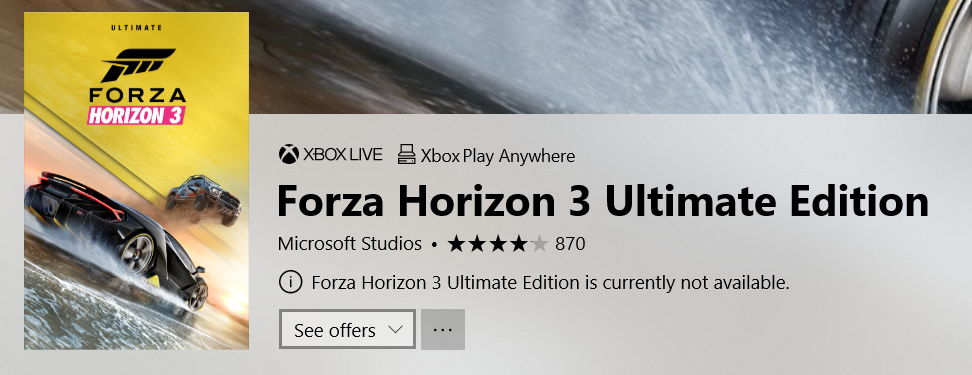 I bought the Forza Horizon 3 and 4 Ultimate Editions bundle. But it's only visible on the... c3a98f20-288d-41c2-916e-d178cd6e6320?upload=true.png