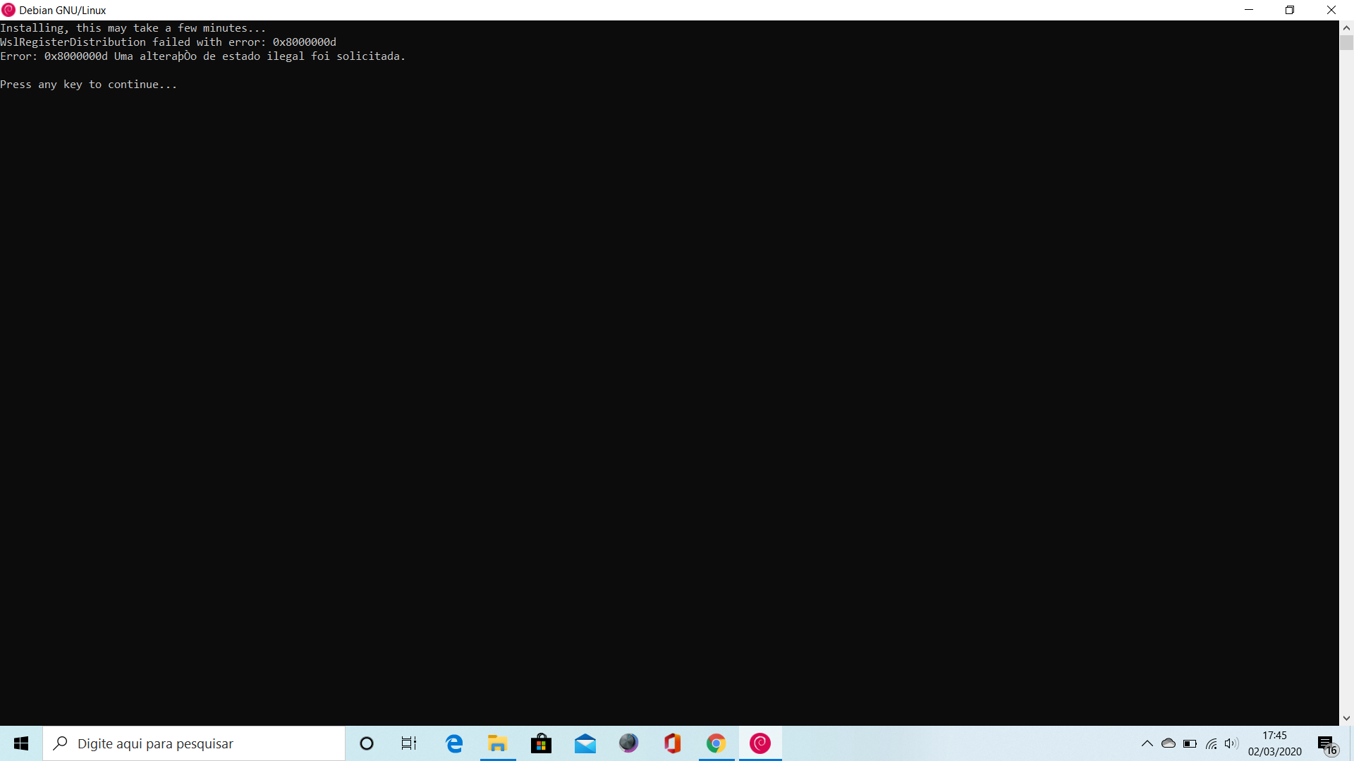 Debian não quer instalar com erro 0x8000000d c497c7aa-dbc8-4fe8-9944-cca4abd881bc?upload=true.png
