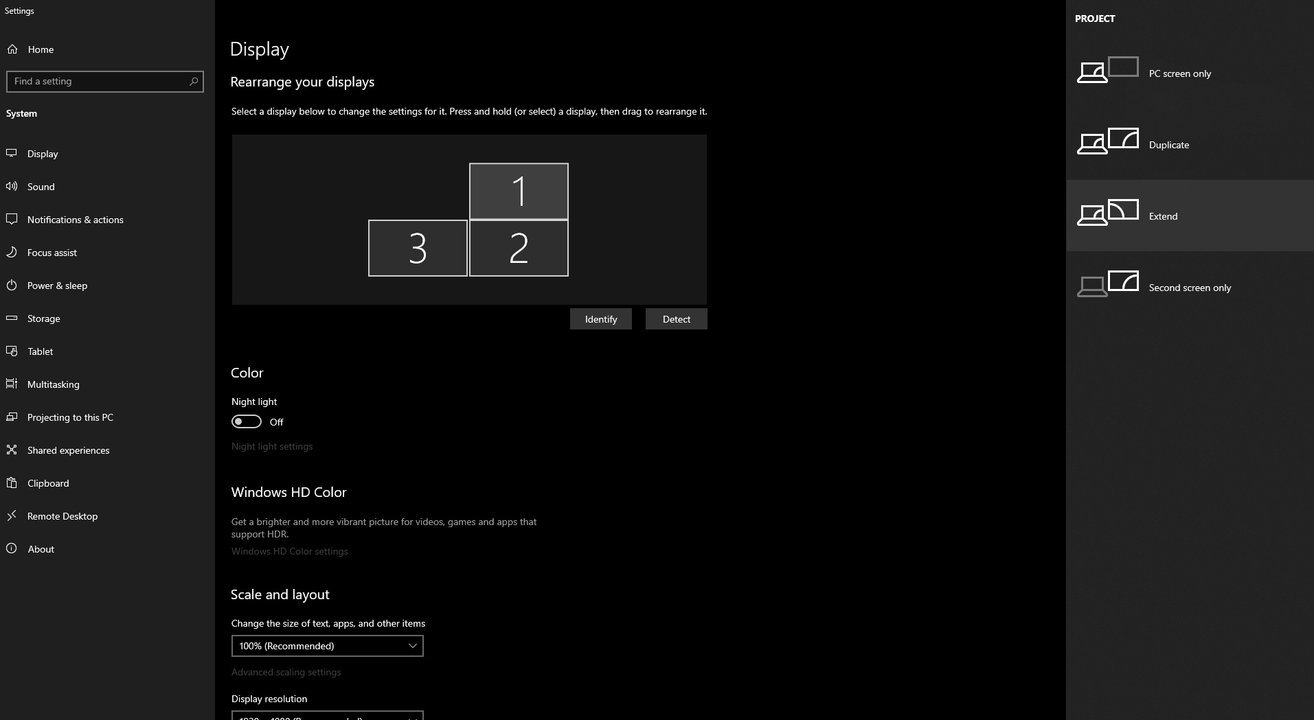 Is there a better way to manage 3 displays? Project only has controls for 2 monitors. c51ef12c-c87a-4201-8f33-2a6f0dd343be?upload=true.png