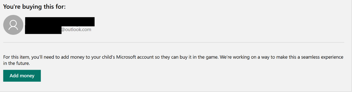 Unable to purhase from kid account despite having funds c53c9dda-0243-4408-b197-10ef8d21dbb0?upload=true.png