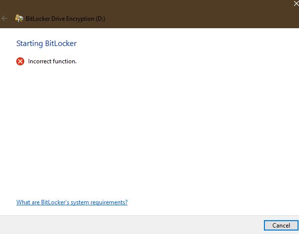 BitLocker "Incorrect Function" when attempting to enable on ESATA drive. c545f0ef-d721-4d19-a1ba-b4de7a6a4969?upload=true.jpg