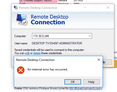 Remote Desktop Connection "An internal error has occured" when try to connect to a local... c57aa88c-486b-470a-baae-d8c8adf5292e?upload=true.png