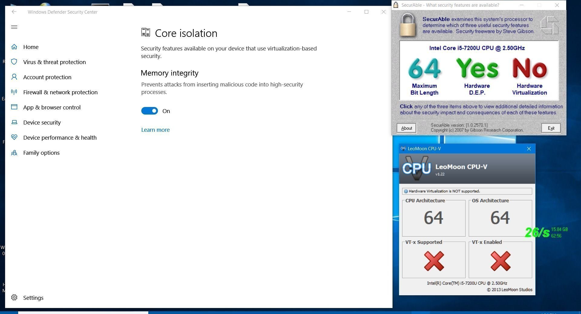 Hardware virtualization wont be available  in I5 7200U  intel processor only , if either... c5fbe040-9abd-438d-af18-816c3b55394c?upload=true.jpg