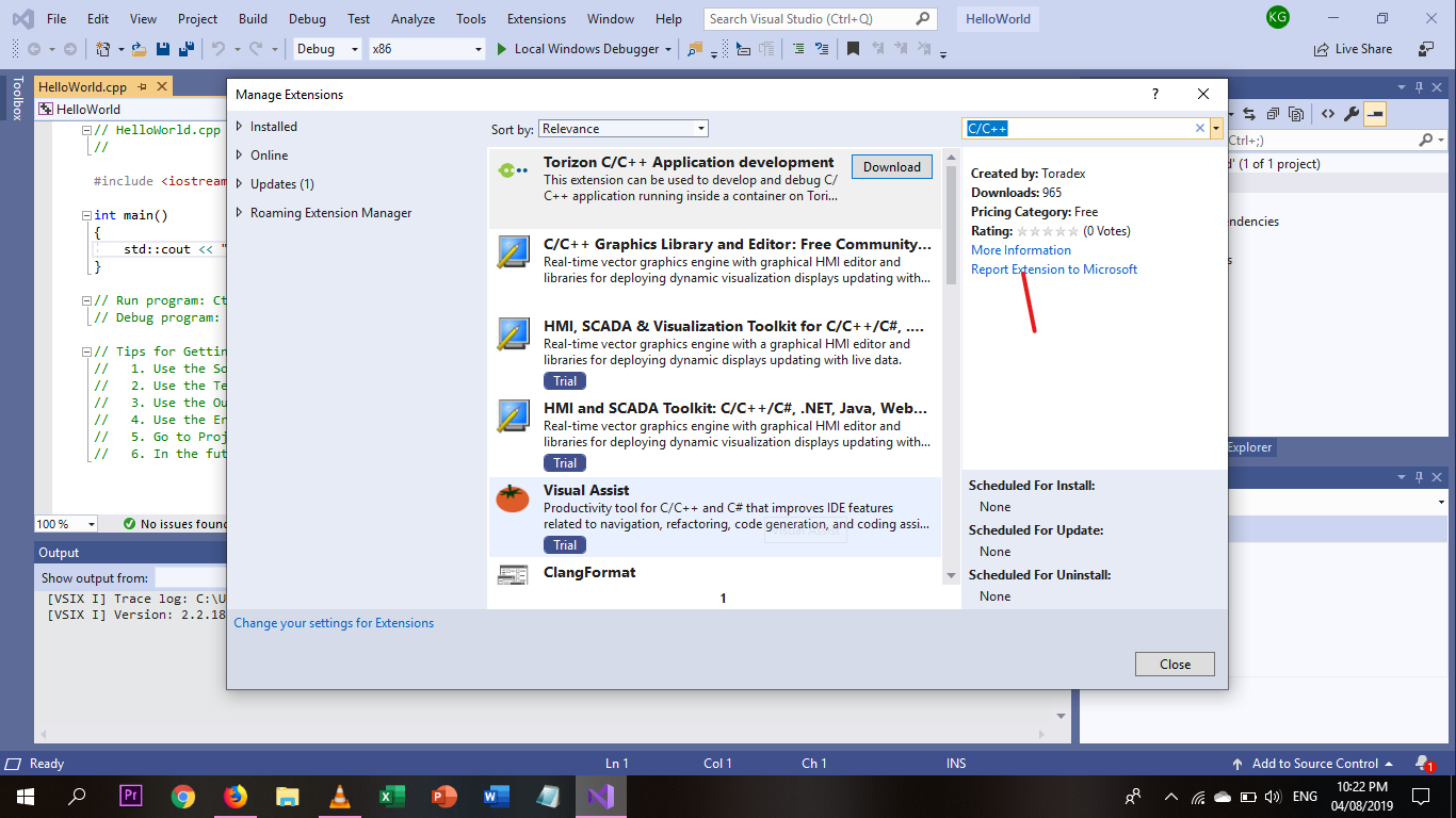 CANNOT FIND C/C++ EXTENSION ON VISUAL STUDIO c6c1320f-95bb-4971-b947-702671a56e6f?upload=true.png