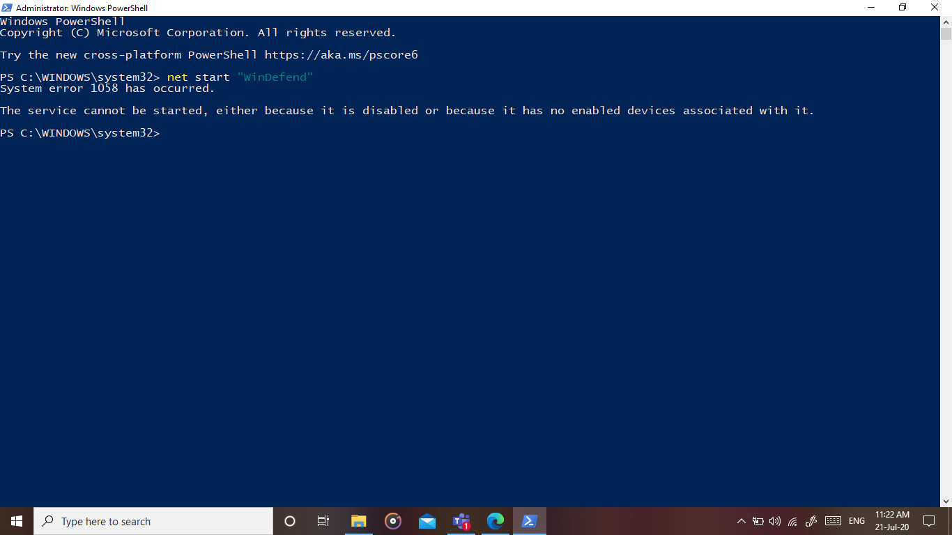 Cannot turn on Windows Defender... Please tell what to do. I am very afraid. c6e5134b-7021-41bf-84e7-43e5b8fa7154?upload=true.png