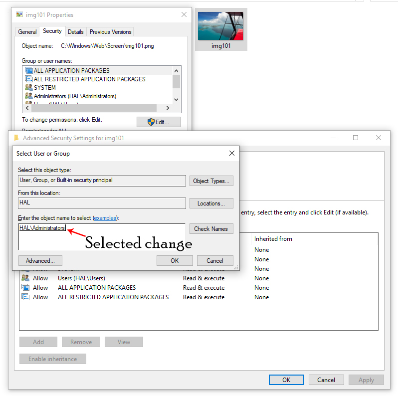 Windows 10 Home - Changing "TrustedInstaller" to "Administrator" to edit or remove items. c6ebf1ff-21fe-40c7-affc-726116cb8525?upload=true.jpg