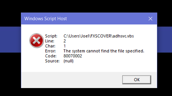 Windows Script Host error on startup about a file "adhsvc.vbs" not being found. c76491e8-1a88-406e-a074-638949cc507c?upload=true.png