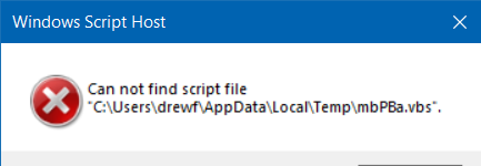 Windows Script Host message pops up every minute or so because of missing .vbs files. c8a6c26e-c82c-4a61-85d7-5bf3e0db247b?upload=true.png