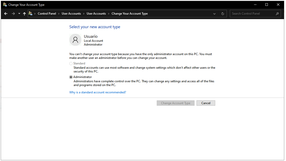 Can't run anthing as administrator "The request is not supported" c8ed812b-5afd-4c06-ac05-79af49374c5f?upload=true.png