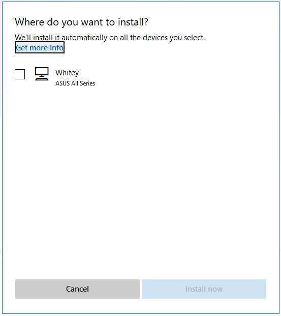 Where do you want to install? dialog doesn't list all devices c9467ea6-bdc8-4cdb-be93-b64ead6ad6bd?upload=true.jpg