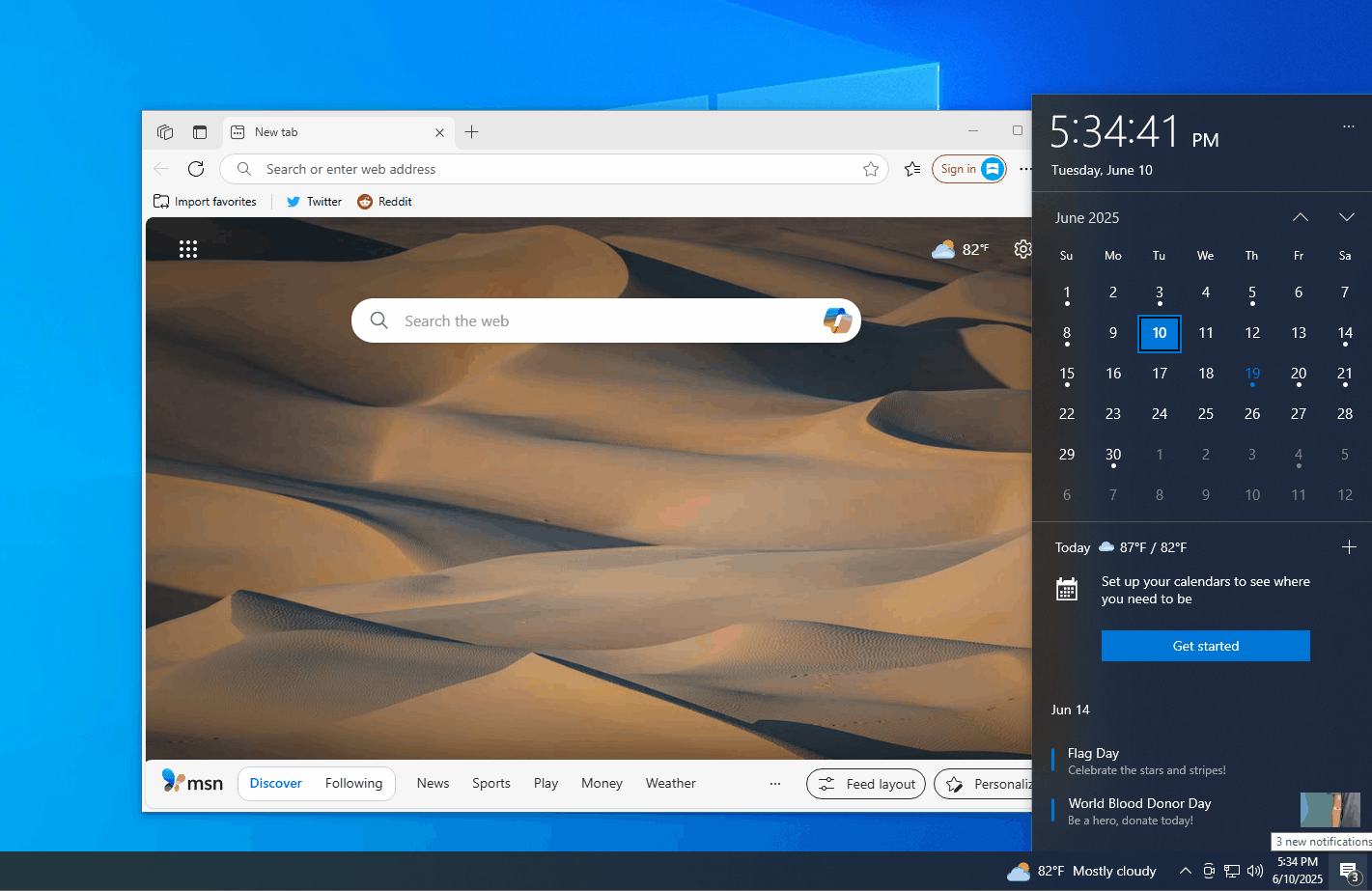 Windows 10 KB5060533 adds Bing feature to Calendar UI on taskbar Calendar-Flyout-with-Bing-on-Windows-10.gif