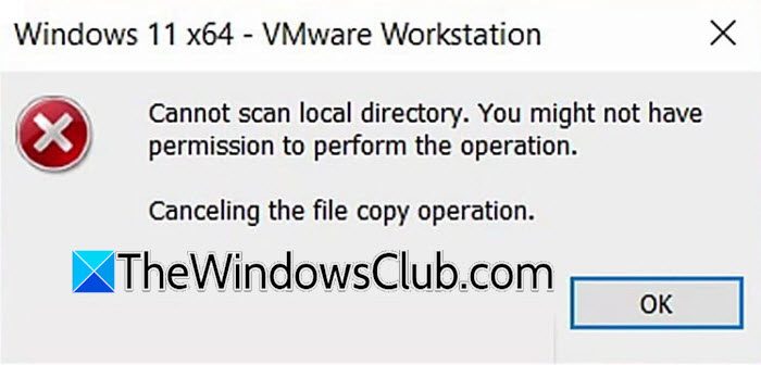 VMware cannot scan local directory, you might not have permission canot-scan-local-directory.jpg