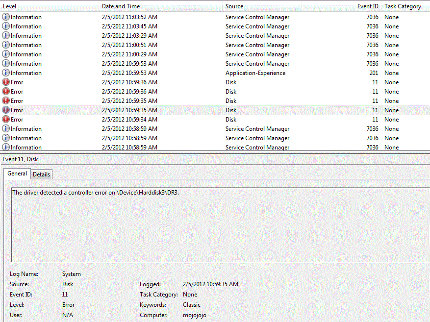 Error: The driver detected a controller error on \Device\Harddisk2\DR11 capture-gif.gif