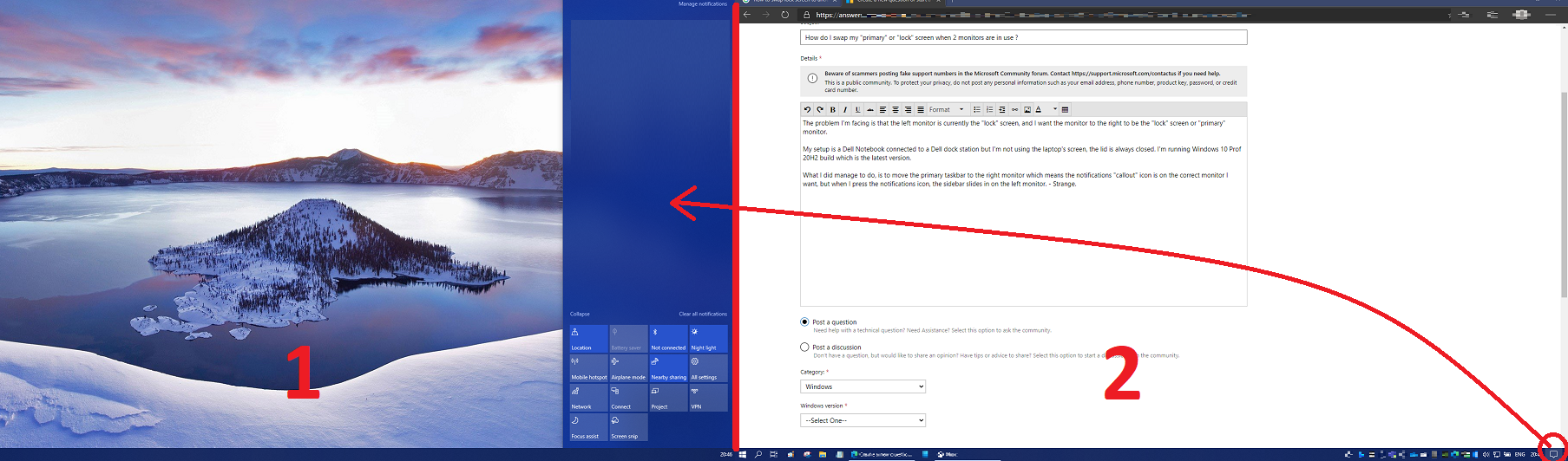 How do I swap my "primary" or "lock" screen when 2 monitors are in use ? ccaaa8c0-4ede-4222-8f63-f0f6acee588b?upload=true.png