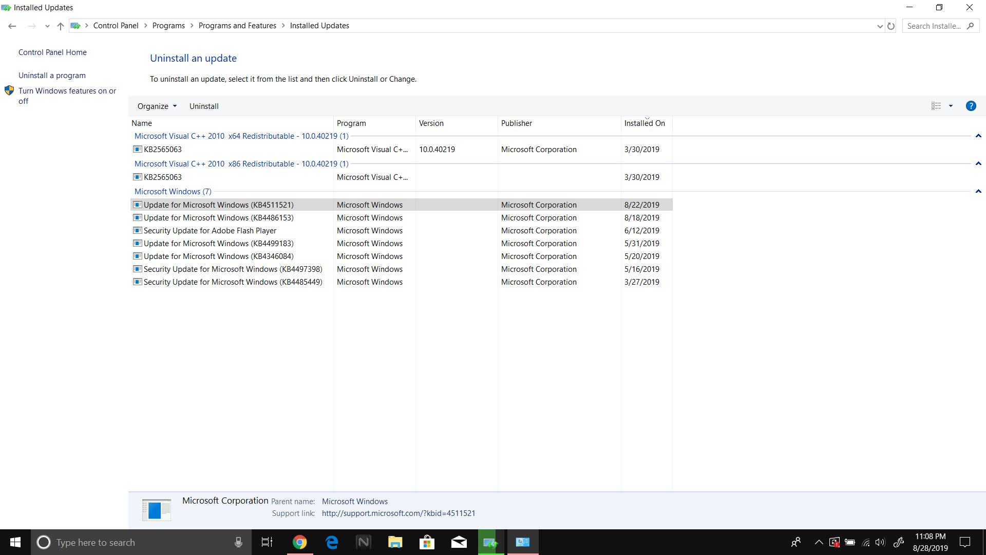 Delete old Windows Update in control pannel ccbc65db-95c8-4078-8d27-f696ad1ea56b?upload=true.png