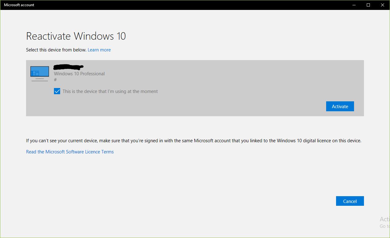 Reactivation Of Windows 10 License Failed After Changing Hardware