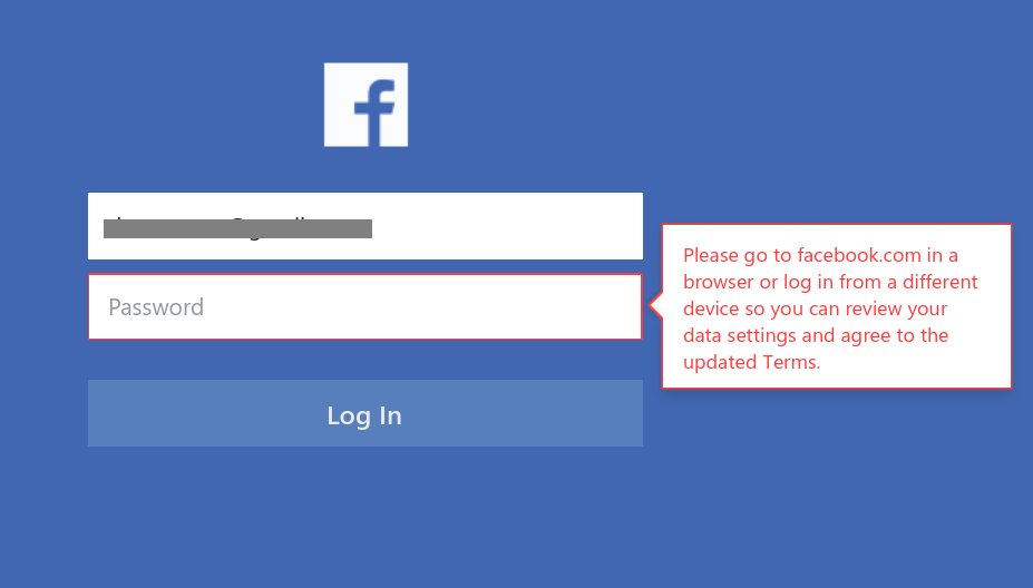 Facebook App on Windows 10 Won't allow login cdbbeb78-3d1a-463f-ad46-111e03b9eadc?upload=true.jpg