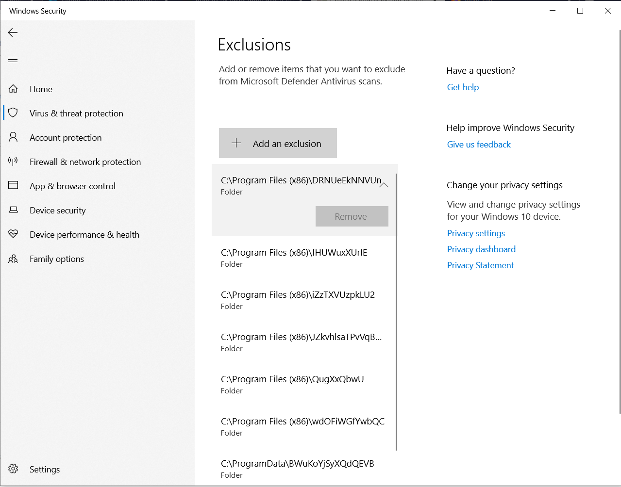 Windows defender allowed threats reappearing in allowed section, greyed out remove button... cde22544-0e6a-44a9-bc34-6120c226179b?upload=true.png