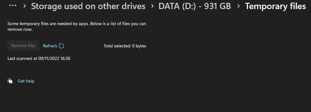 Temporary Files on my D: Drive using 91GB of space but doesn't show me any files to delete?? ce62ea03-a9dd-4d72-873b-0845f8a611d0?upload=true.png