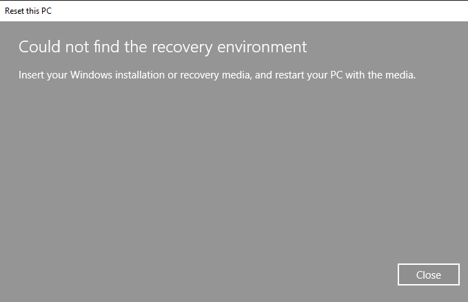 Could not find the recovery environment ce87410b-8220-4f9e-ae55-2678d6769661?upload=true.png