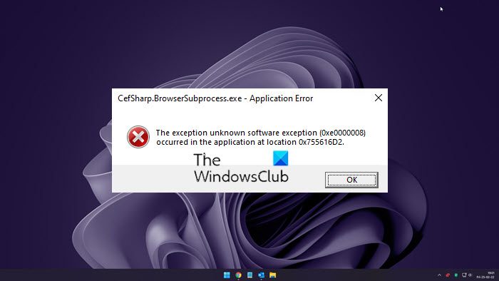 Fix CefSharp.BrowserSubprocess.exe application error on Windows PC CefSharp.BrowserSubprocess-application-error.jpg