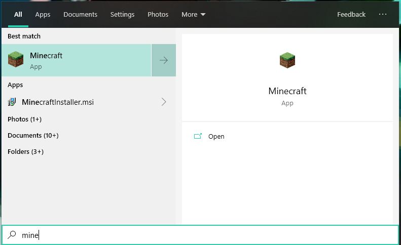 Uninstalled Minecraft but it still shows up in Windows Search cf015115-af45-46c6-be3e-0ca16fda03ef?upload=true.png