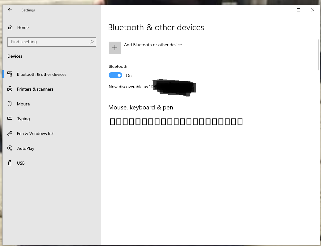What is causing the square box fonts in my bluetooth settings? cfd8f63b-0599-4ef4-8de3-669d8cc6ee58?upload=true.png
