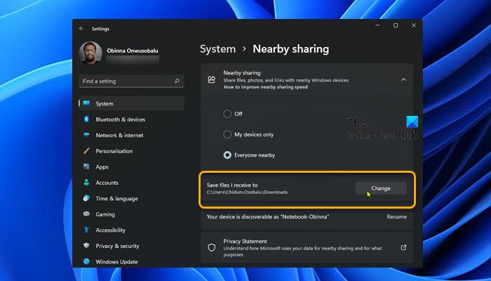 How to change default Save Location for Nearby Sharing in Windows 11/10 Change-Default-Save-Location-for-Nearby-Sharing-Settings-app.jpg