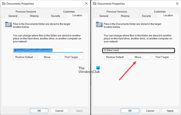 How to move User Profile to another Drive in Windows 11/10 change-location.png
