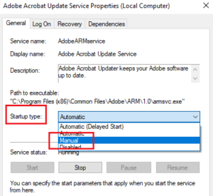 What is Adobe_Updater.exe on my Windows 10 PC? Should you remove it? Change-Startup-Type-300x275.png