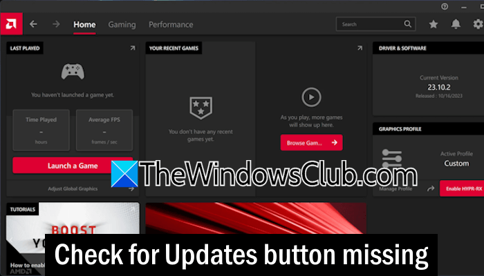 Check for Updates button missing in AMD Adrenalin Check-for-Updates-button-missing-AMD.png