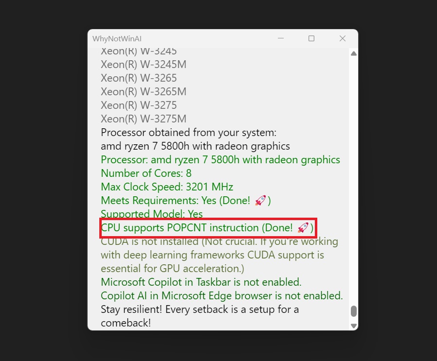 NVIDIA driver loses POPCNT support, causing BSODs on Windows 11, Windows 10 checking-popcnt-support-using-whynotwinai-tool-in-windows-11.jpg