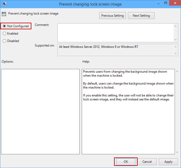Can't change lock screen image on windows 10 choose-not-configured-and-tap-ok.png