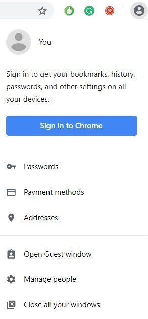 You’ll be automatically logged into Chrome when you log into your Google account Chrome-menu.jpg