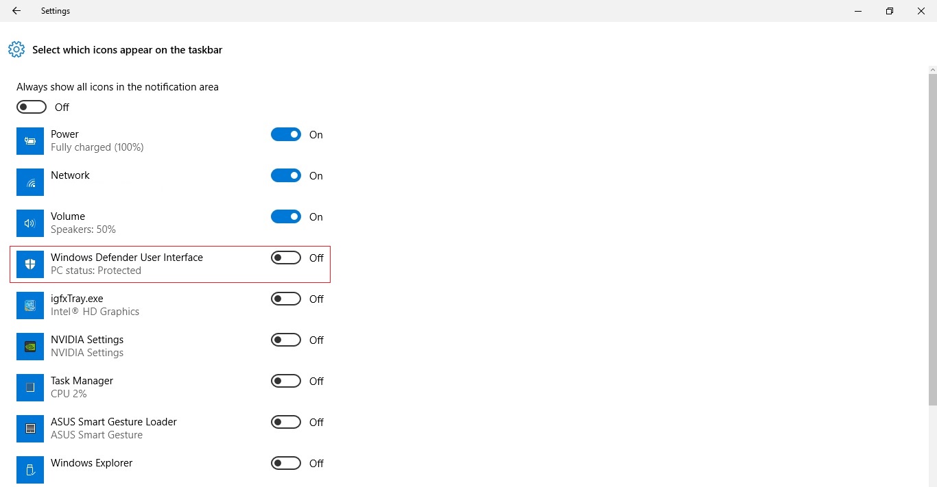 windows defender shows caution in taskbar icon but there are no tasks to be done ChSkOYs.jpg