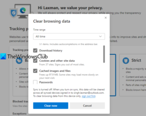 Microsoft Edge won’t open on Windows 10 clear-browsing-data-of-microsoft-edge-300x239.png