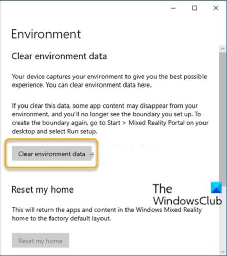 How to configure Mixed Reality settings in Windows 10 Clear-Environment-Data-for-Windows-Mixed-Reality-445x500.jpg