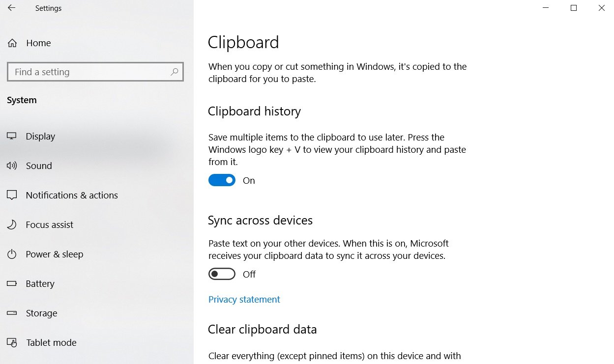 Windows 10 19H1 to come with phone calls transfer and clipboard sync features Clipboard-in-Windows-10.jpg