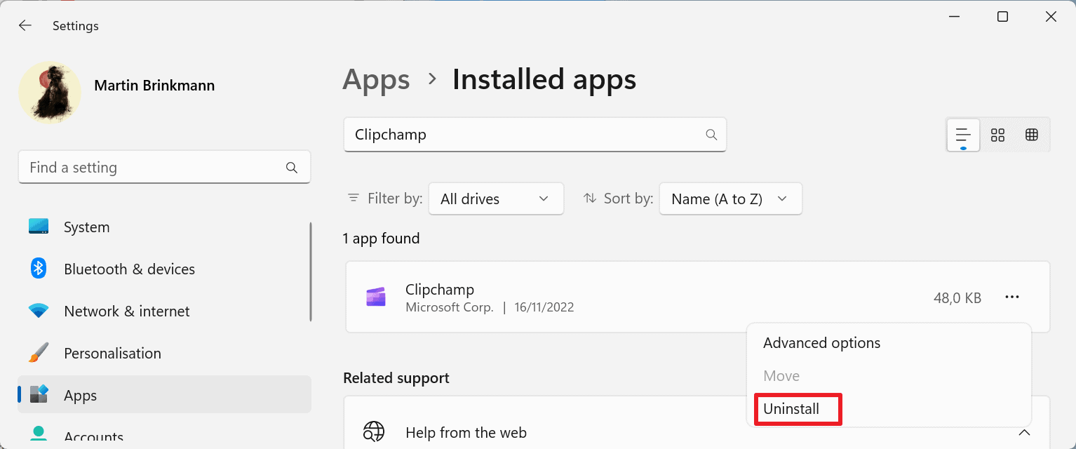 Windows 11: How to remove Edit With Clipchamp from File Explorer's context menu clipchamp-uninstall.png