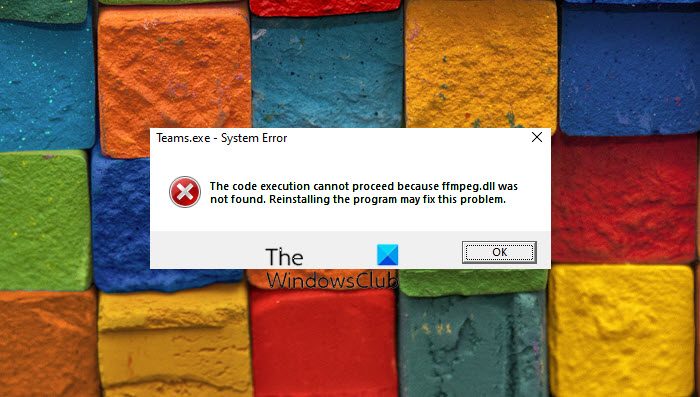 Code execution cannot proceed because ffmpeg.dll was not found Code-execution-cannot-proceed-because-ffmpeg.dll-was-not-found-1.jpg