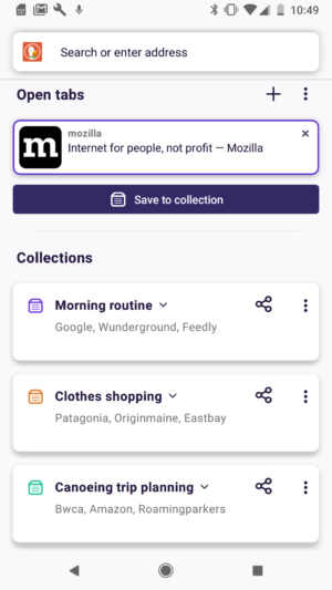 Firefox Preview for Android now available Collections-300x533.png