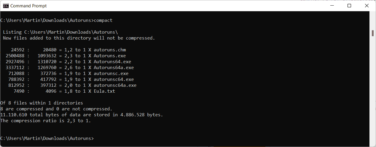 How to use compact.exe to free up disk space on Windows compact-output.png
