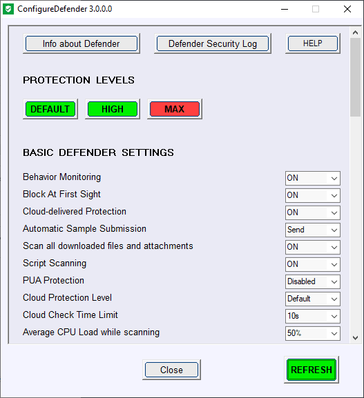 Windows Defender configuration tool ConfigureDefender 3.0.0.0 released configure-defender-3.png