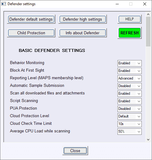 ConfigureDefender: Windows Defender configuration tool configure-defender-windows.png