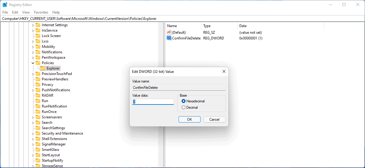 How to enable file delete confirmations on Windows 11 confirmfiledelete.png