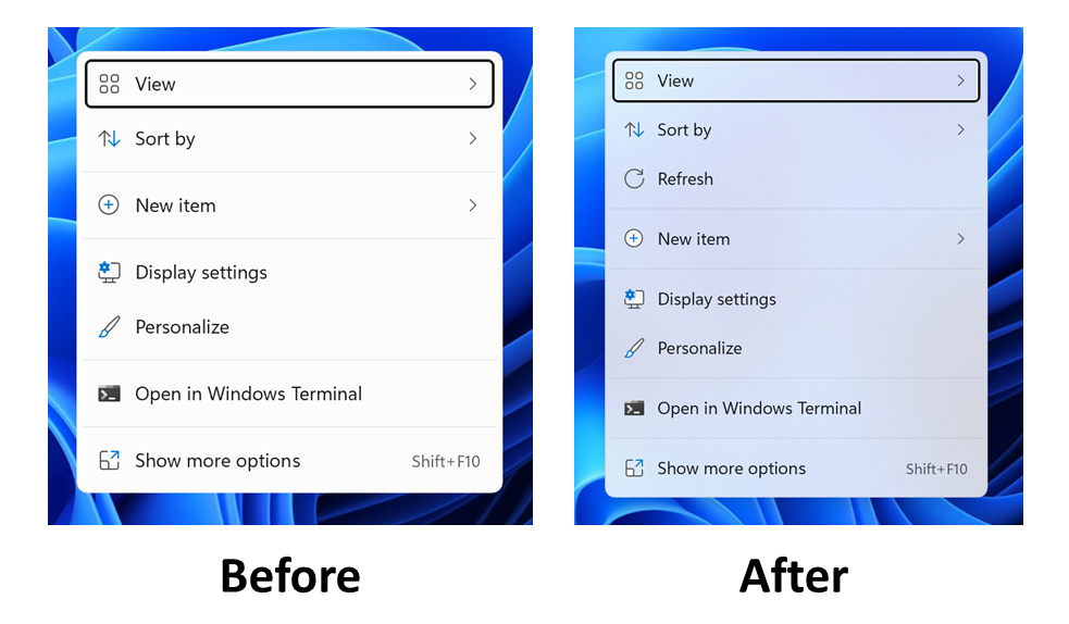 How to enable the search widget in Windows 11 Insider Preview Builds for testing Context-Menus-Acrylic.png